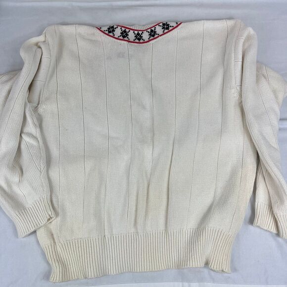 Vintage 90s LizSport Cotton Sweater Size Large Classic Preppy Knit V Neck - Picture 7 of 7